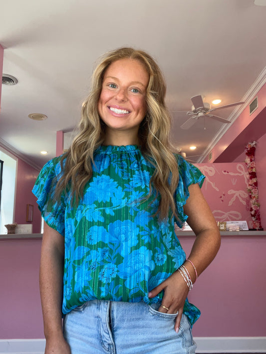 BLUE/GREEN BLOUSE